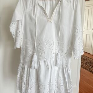 Bindu White Eyelet Cotton Dress – Size Small – New